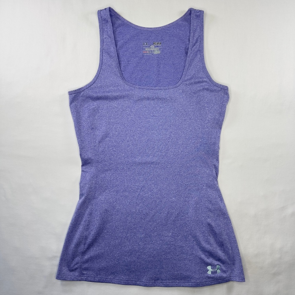 Under Armour Tank Top Womens Medium HeatGear Fitted Workout Gym Purple Shirt